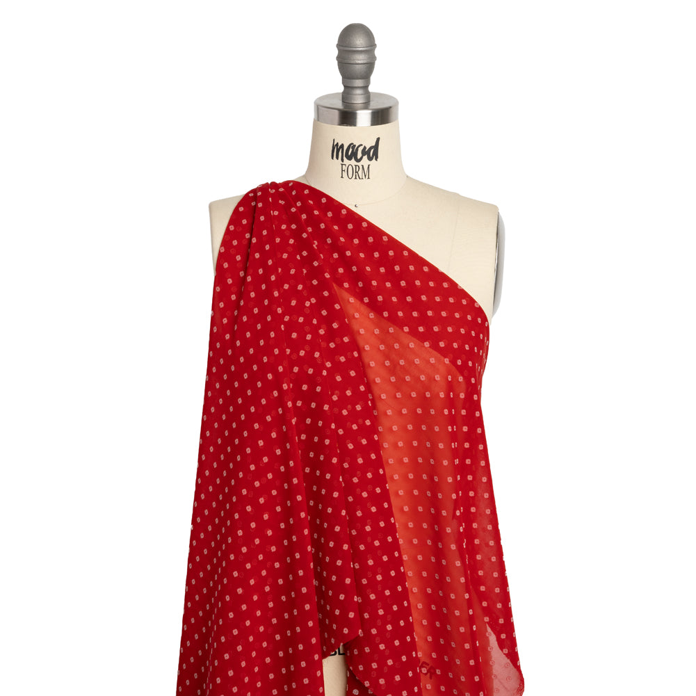 Red and White Woven Diamond Dots Polyester Chiffon Drape Red and White Woven Diamond Dots Polyester Chiffon Drape
