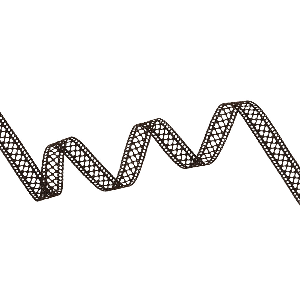 Crisp Bobbin Lace Trim - 0.5" - Brown Latticework Crisp Bobbin Lace Trim - 0.5" - Brown Latticework