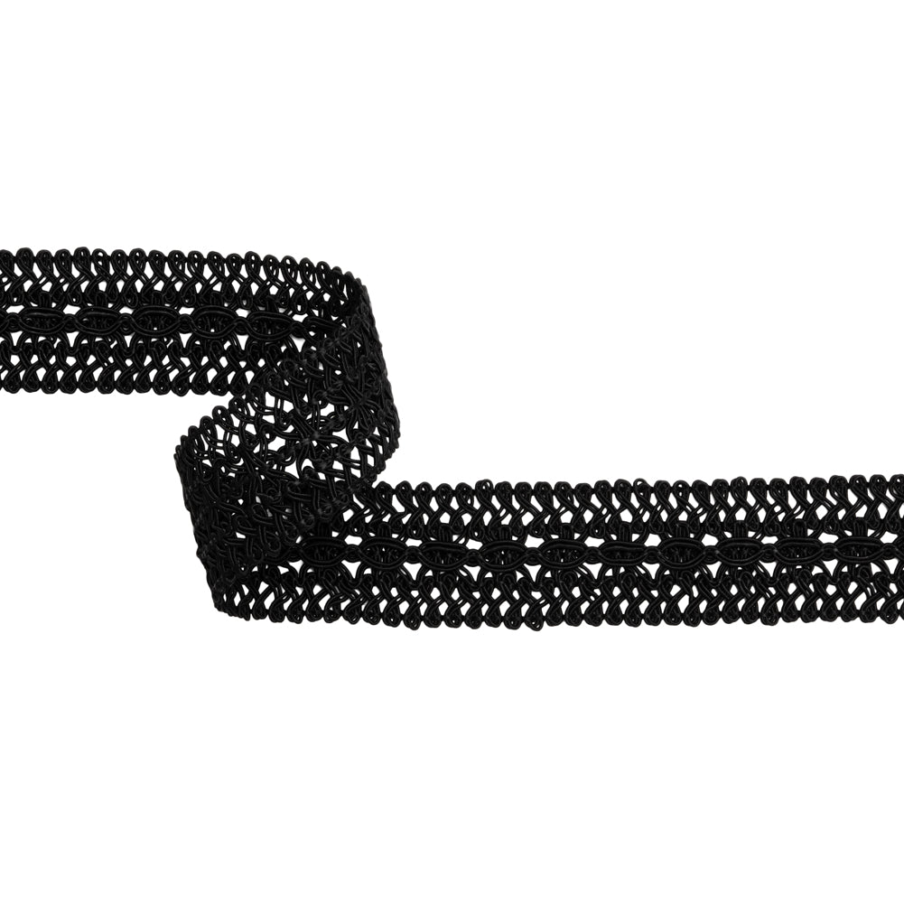 Gimp Braided Trim - 1.5" - Black Chains and Twists Gimp Braided Trim - 1.5" - Black Chains and Twists
