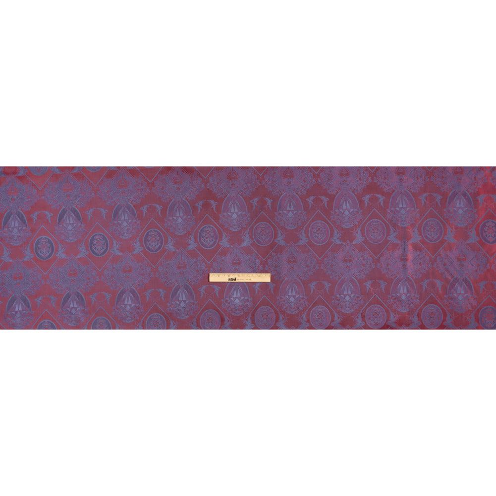 Gems and Doves Jacquard Lining - Wine and Blue Bi-Color Gems and Doves Jacquard Lining - Wine and Blue Bi-Color