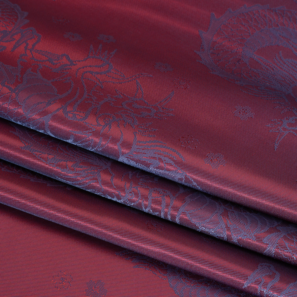Dragons Jacquard Lining - Wine and Blue Bi-Color Dragons Jacquard Lining - Wine and Blue Bi-Color