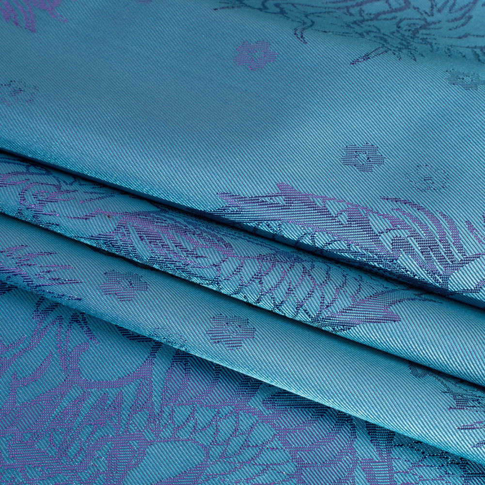 Dragons Jacquard Lining - Aqua and Purple Bi-Color Dragons Jacquard Lining - Aqua and Purple Bi-Color
