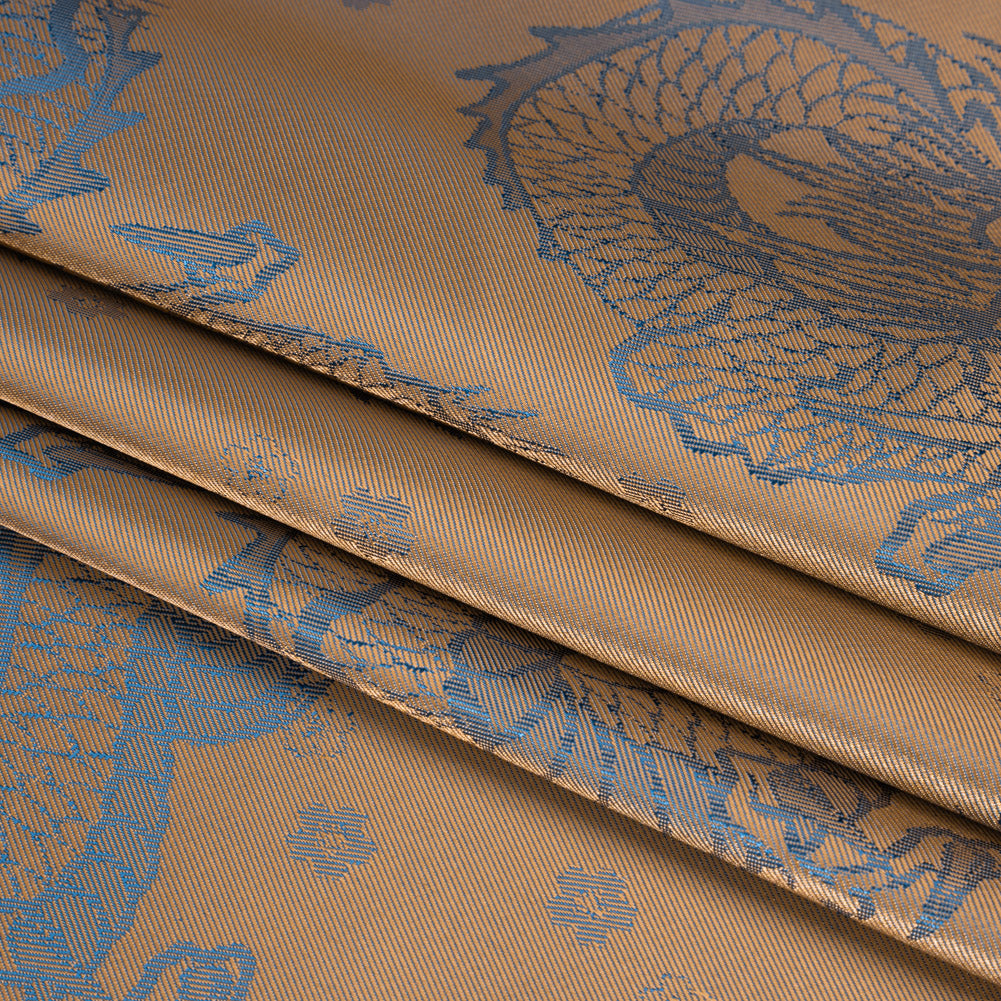 Dragons Jacquard Lining - Blue and Beige Bi-Color - Thalia Collection Dragons Jacquard Lining - Blue and Beige Bi-Color - Thalia Collection