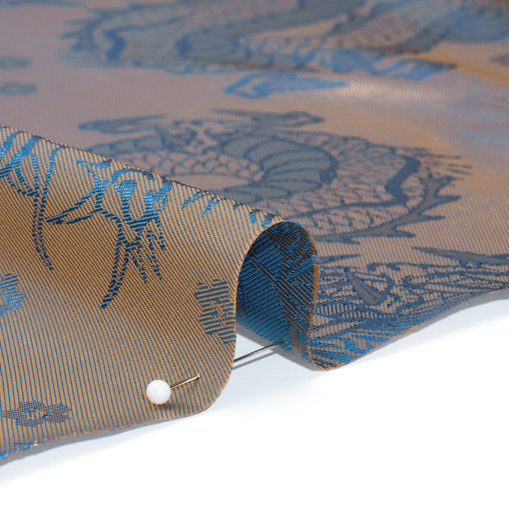 Dragons Jacquard Lining - Blue and Beige Bi-Color - Thalia Collection Dragons Jacquard Lining - Blue and Beige Bi-Color - Thalia Collection