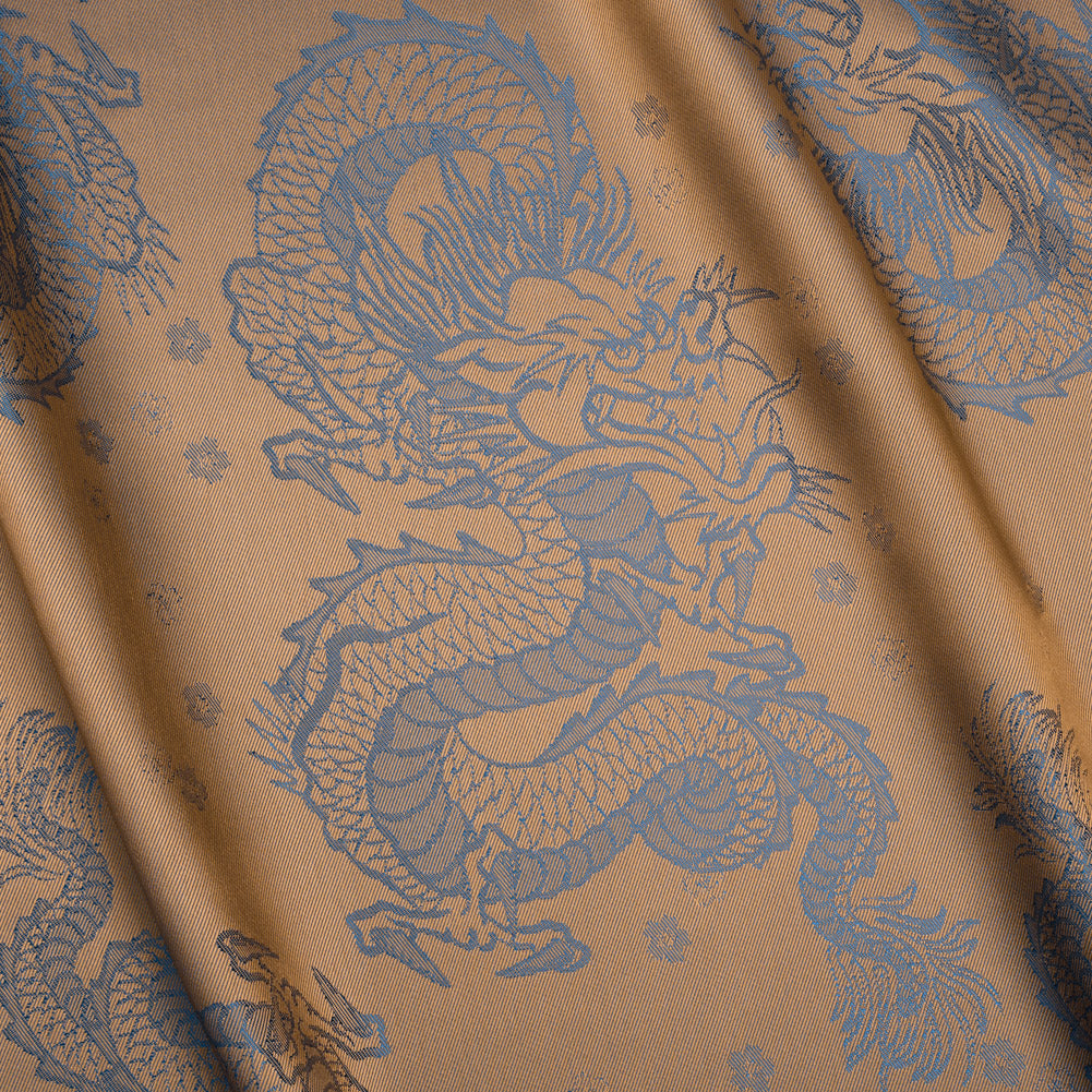 Dragons Jacquard Lining - Blue and Beige Bi-Color - Thalia Collection Dragons Jacquard Lining - Blue and Beige Bi-Color - Thalia Collection