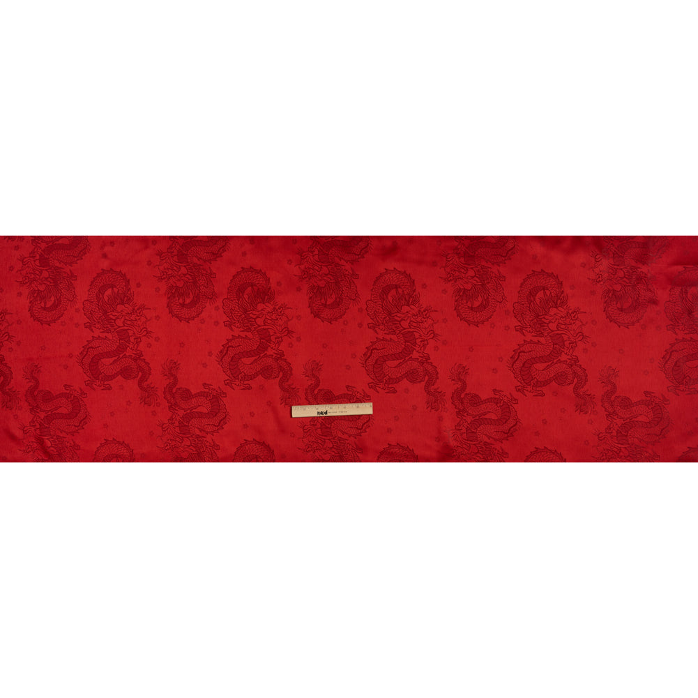 Dragons Jacquard Lining - Red and Maroon Bi-Color Dragons Jacquard Lining - Red and Maroon Bi-Color