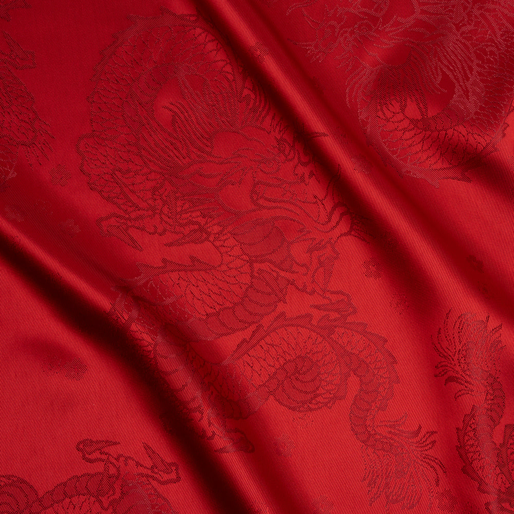 Dragons Jacquard Lining - Red and Maroon Bi-Color Dragons Jacquard Lining - Red and Maroon Bi-Color