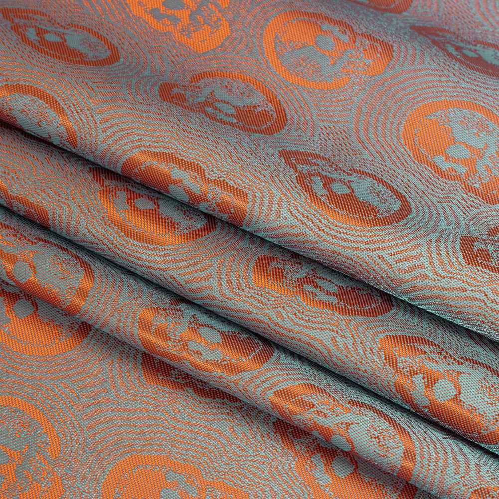 Skulls Jacquard Lining - Orange and Aqua Bi-Color Skulls Jacquard Lining - Orange and Aqua Bi-Color