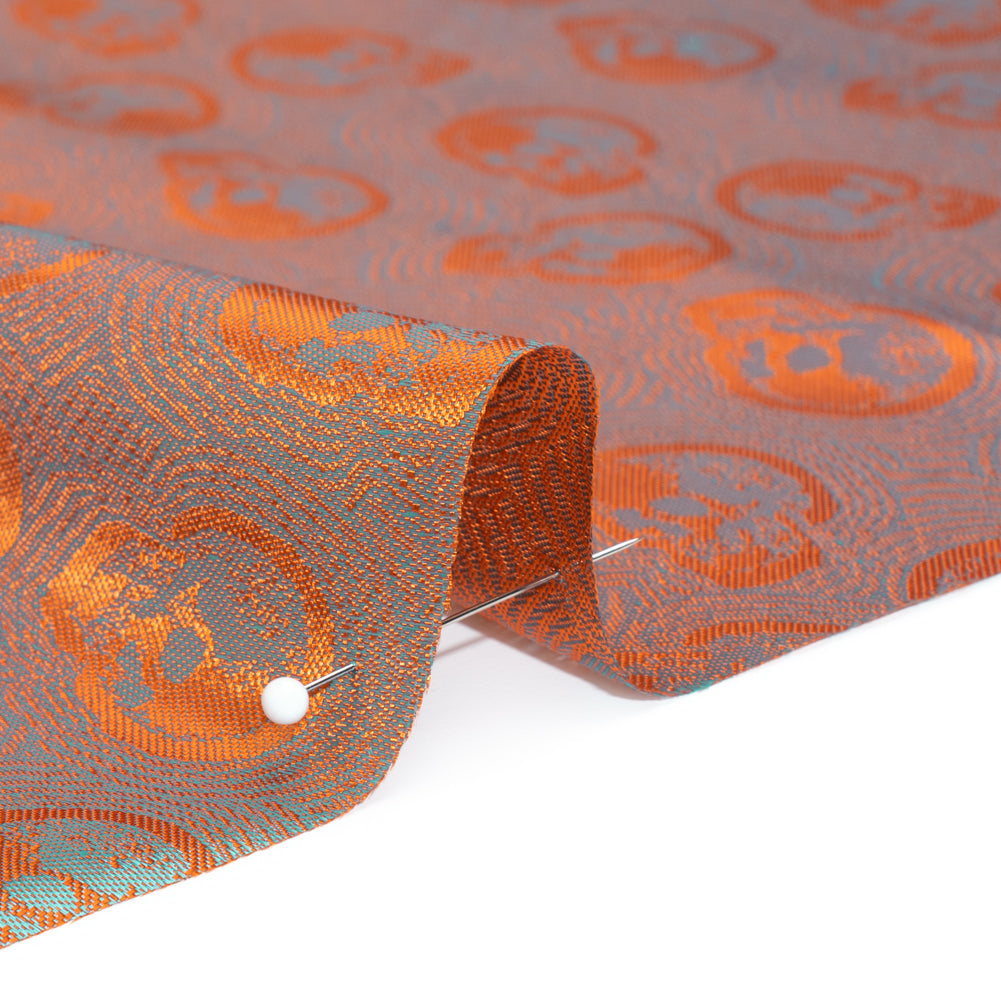 Skulls Jacquard Lining - Orange and Aqua Bi-Color Skulls Jacquard Lining - Orange and Aqua Bi-Color