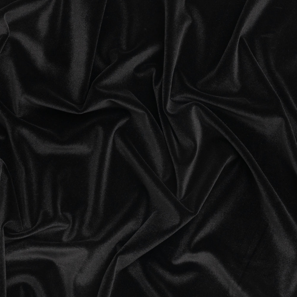 Stretch Polyester Velour - Black - Deadstock Stretch Polyester Velour - Black - Deadstock