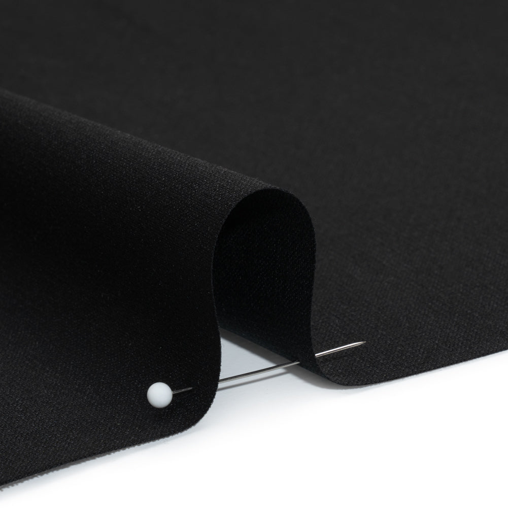 Stretch Creped Wool Suiting - Black - Deadstock Detail Stretch Creped Wool Suiting - Black - Deadstock Detail