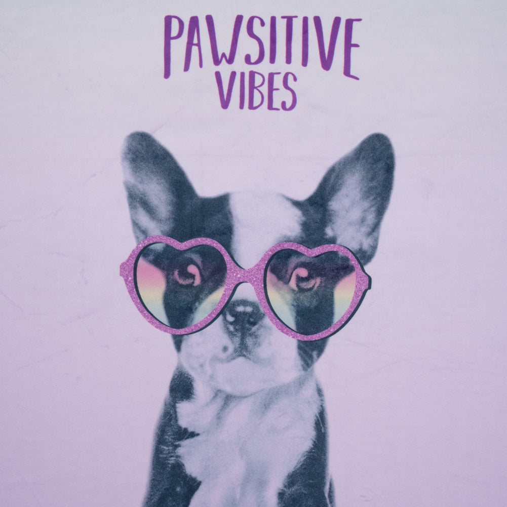 Recycled Polyester Minky Panel - Lavender and White Pawsitive Vibes Dogs on Ombre - Deadstock Recycled Polyester Minky Panel - Lavender and White Pawsitive Vibes Dogs on Ombre - Deadstock