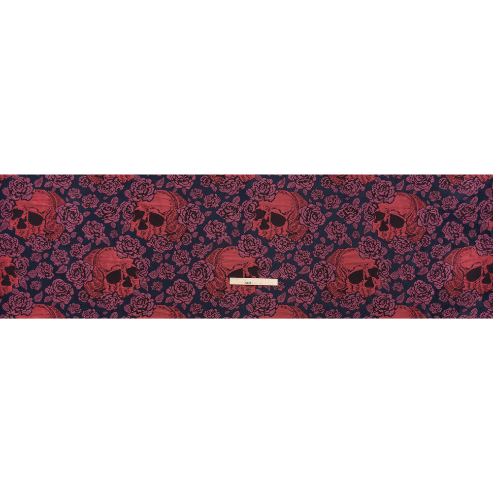Floral and Skull Brocade - Navy, Red and Magenta - Mood Exclusive - Full Floral and Skull Brocade - Navy, Red and Magenta - Mood Exclusive - Full