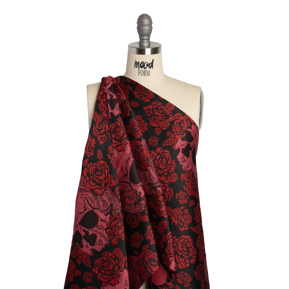 Floral and Skull Brocade - Black and Red - Mood Exclusive Floral and Skull Brocade - Black and Red - Mood Exclusive