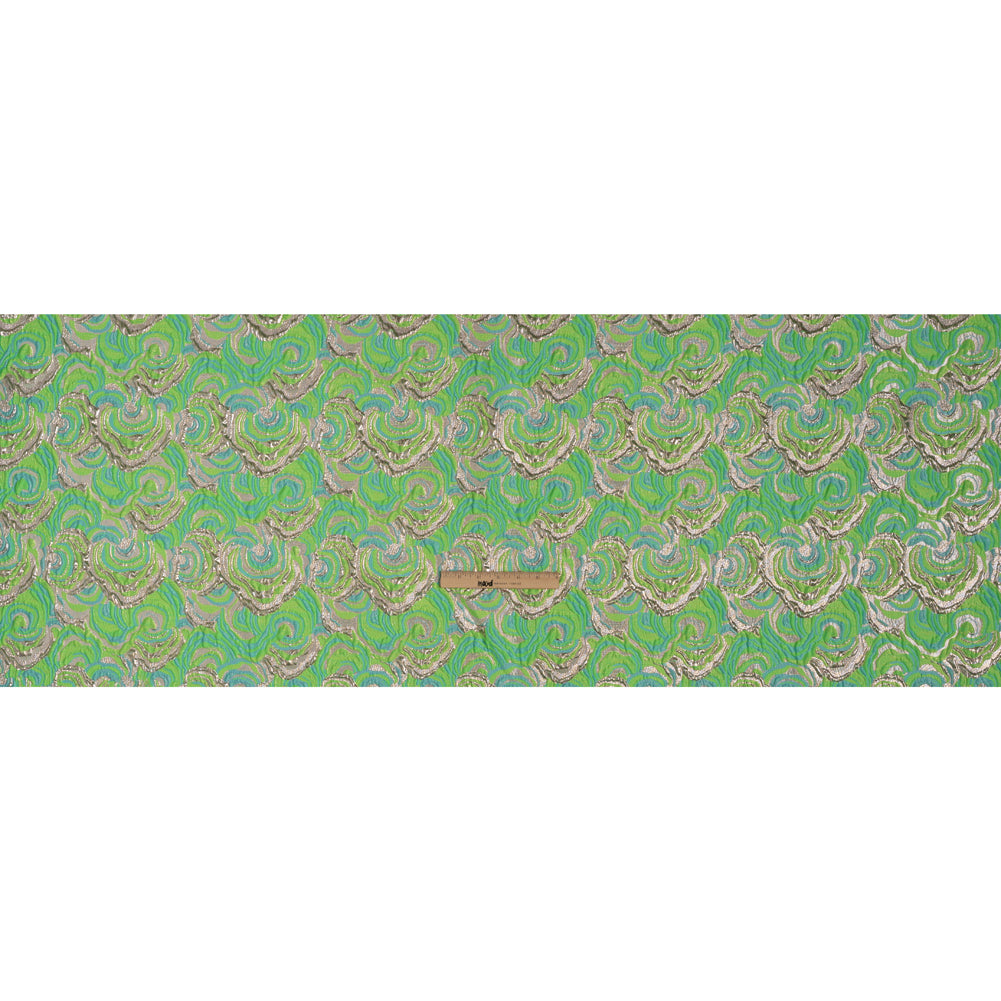 Swirls Luxury Brocade - Neon Green, Sky Blue and Metallic Gold Swirls Luxury Brocade - Neon Green, Sky Blue and Metallic Gold