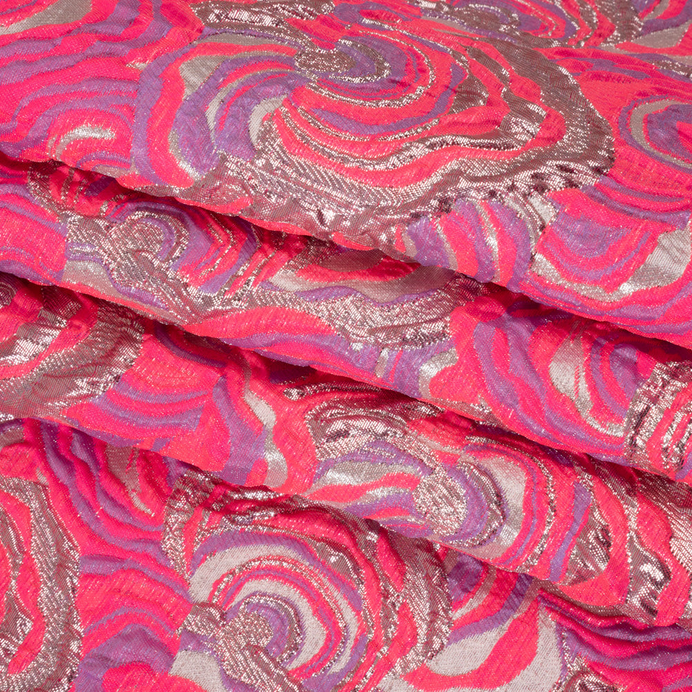 Swirls Luxury Brocade - Neon Pink, Purple and Metallic Rose Gold Swirls Luxury Brocade - Neon Pink, Purple and Metallic Rose Gold