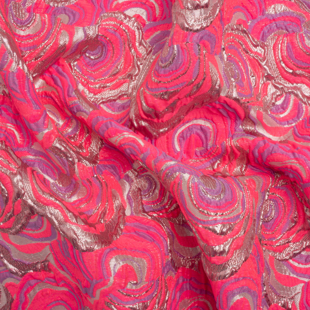 Swirls Luxury Brocade - Neon Pink, Purple and Metallic Rose Gold Swirls Luxury Brocade - Neon Pink, Purple and Metallic Rose Gold