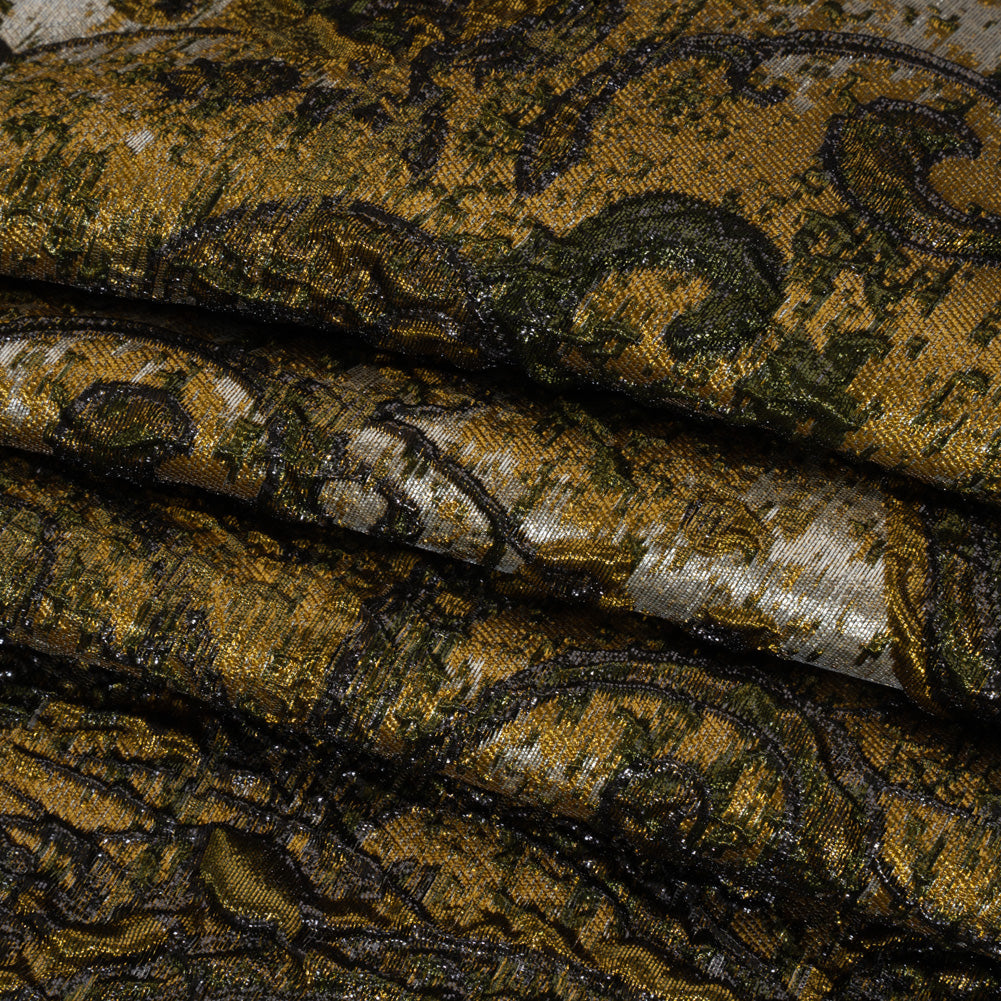 Flowers and Curls Luxury Brocade - Metallic Gold, Black and Silver Flowers and Curls Luxury Brocade - Metallic Gold, Black and Silver