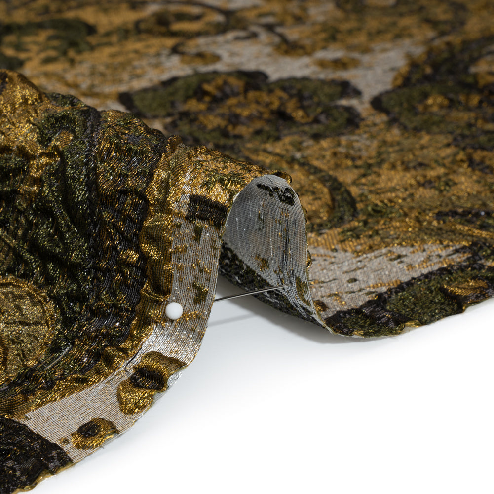 Flowers and Curls Luxury Brocade - Metallic Gold, Black and Silver Flowers and Curls Luxury Brocade - Metallic Gold, Black and Silver