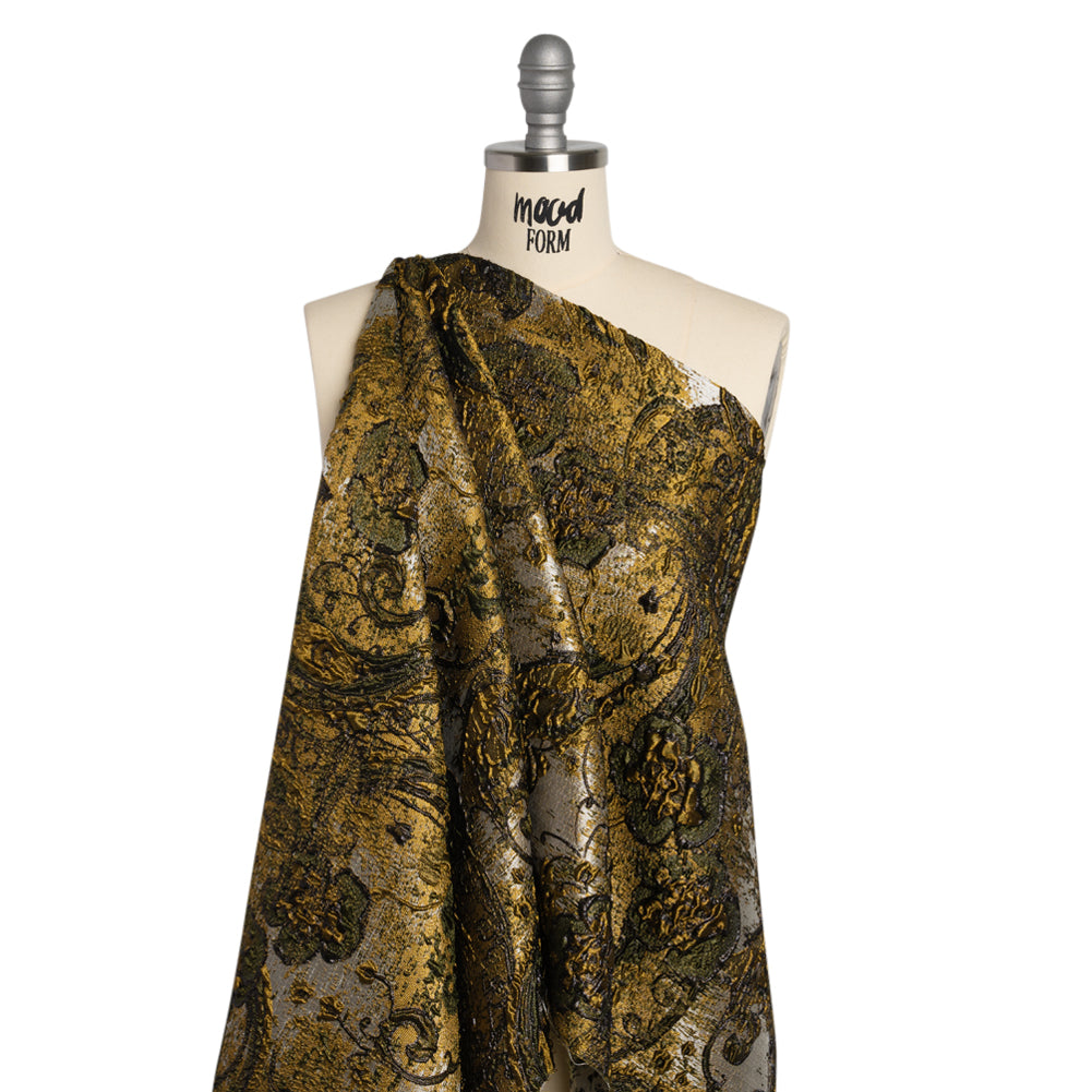Flowers and Curls Luxury Brocade - Metallic Gold, Black and Silver Flowers and Curls Luxury Brocade - Metallic Gold, Black and Silver