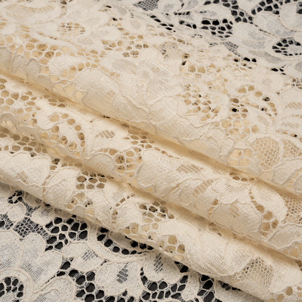 Floral Corded Lace - Cream - Deadstock Floral Corded Lace - Cream - Deadstock