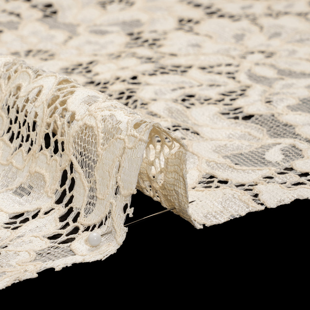 Floral Corded Lace - Cream - Deadstock Floral Corded Lace - Cream - Deadstock