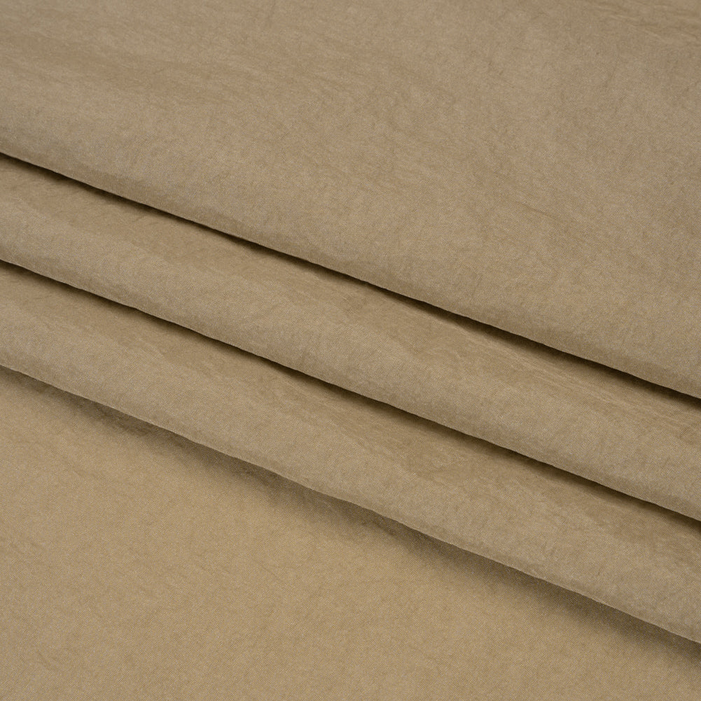 Crinkled Nylon Taffeta - Hummus Beige - Deadstock Crinkled Nylon Taffeta - Hummus Beige - Deadstock