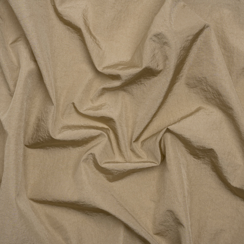 Crinkled Nylon Taffeta - Hummus Beige - Deadstock Crinkled Nylon Taffeta - Hummus Beige - Deadstock