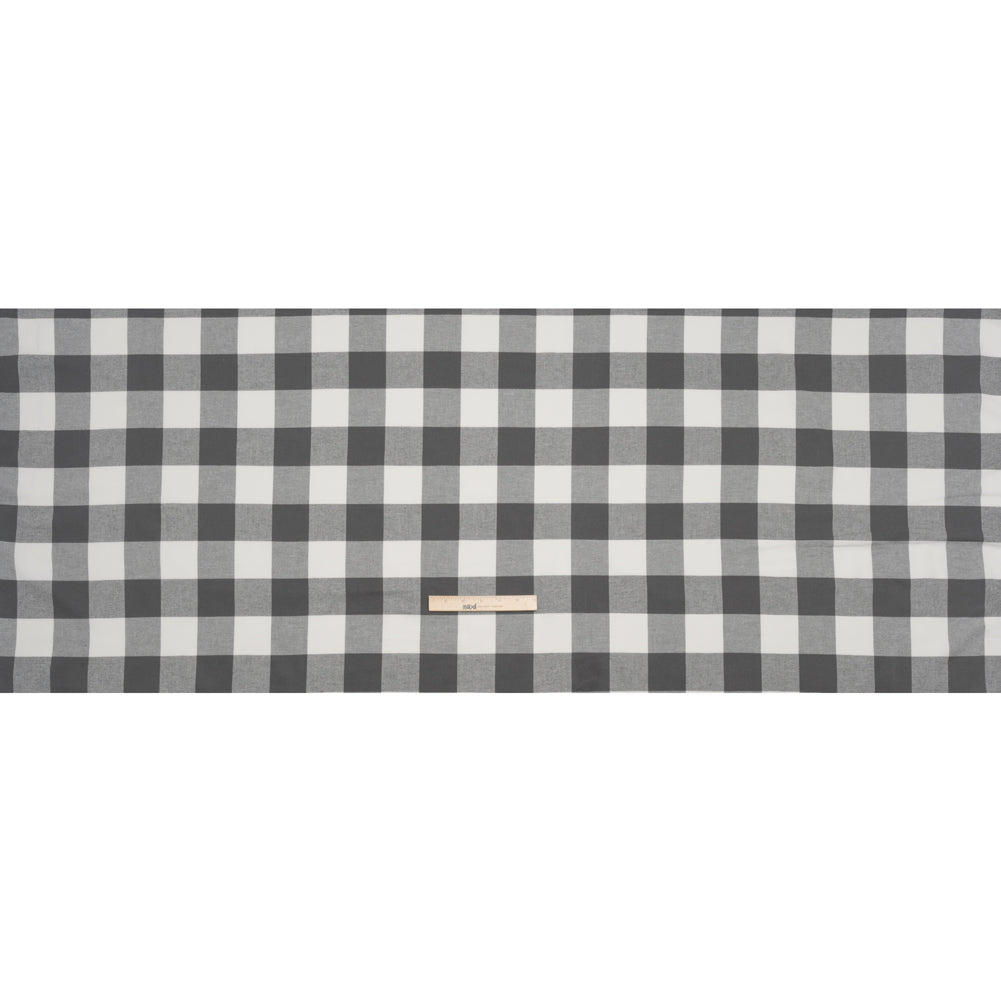 Lightweight Cotton Twill - Off White and Charcoal Gray Buffalo Check - Deadstock - Full Lightweight Cotton Twill - Off White and Charcoal Gray Buffalo Check - Deadstock - Full