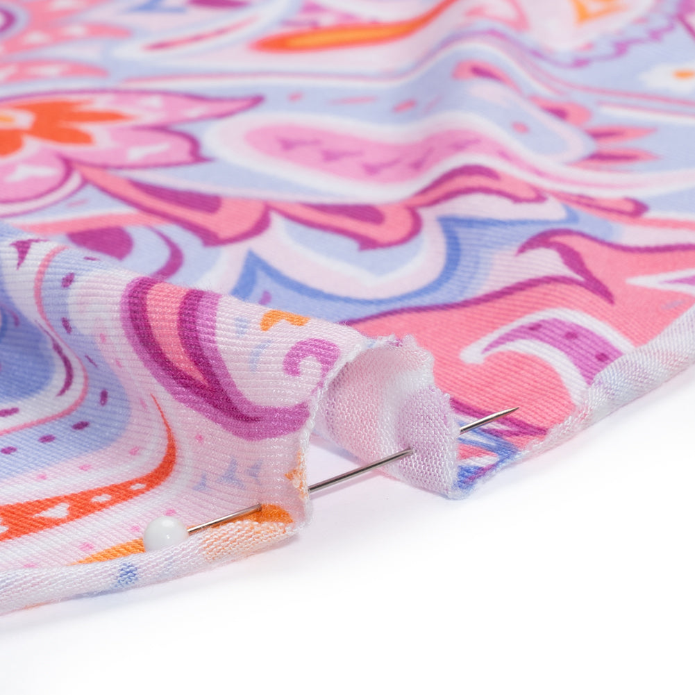 Stretch Rayon Jersey - Pink, Purple, and Periwinkle Paisley - Deadstock Stretch Rayon Jersey - Pink, Purple, and Periwinkle Paisley - Deadstock