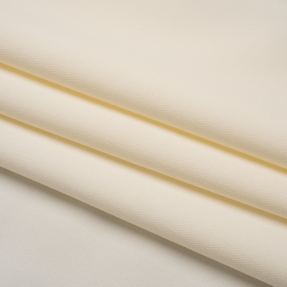 Stretch Polyester and Viscose Pique - Ivory - Deadstock Stretch Polyester and Viscose Pique - Ivory - Deadstock
