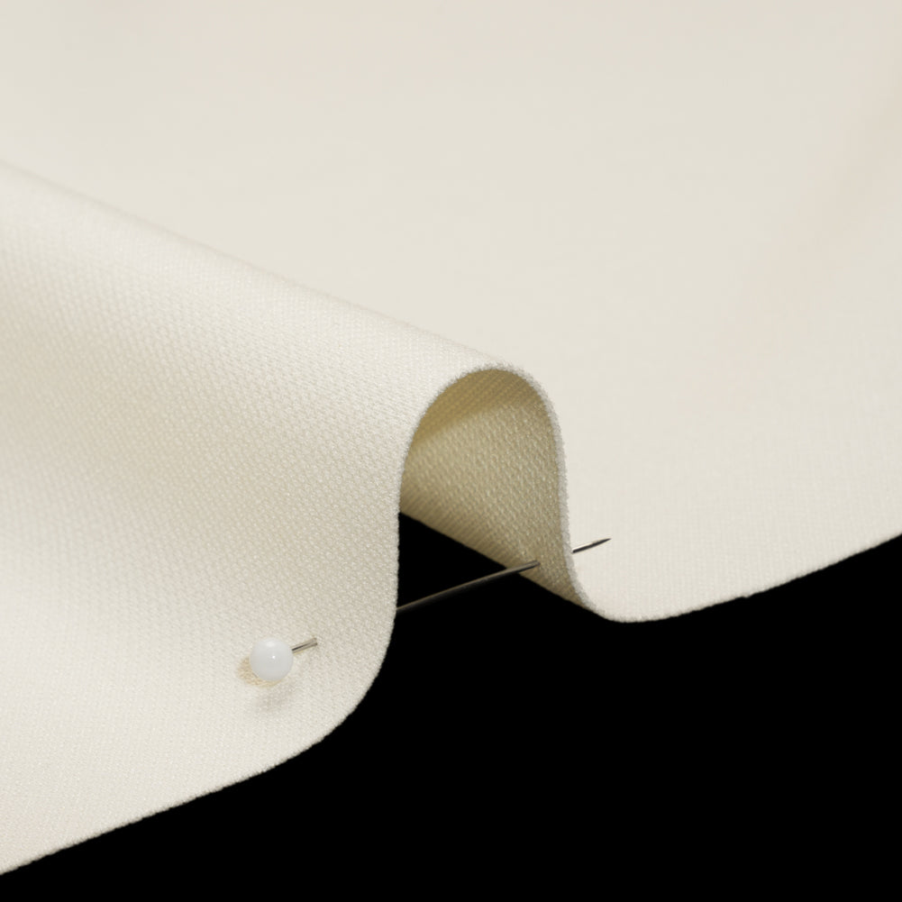 Stretch Polyester and Viscose Pique - Ivory - Deadstock Stretch Polyester and Viscose Pique - Ivory - Deadstock