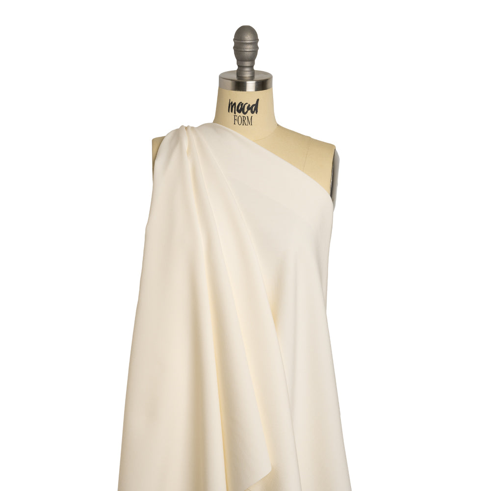 Stretch Polyester and Viscose Pique - Ivory - Deadstock Stretch Polyester and Viscose Pique - Ivory - Deadstock