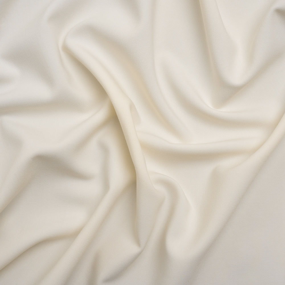 Stretch Polyester and Viscose Pique - Ivory - Deadstock Stretch Polyester and Viscose Pique - Ivory - Deadstock