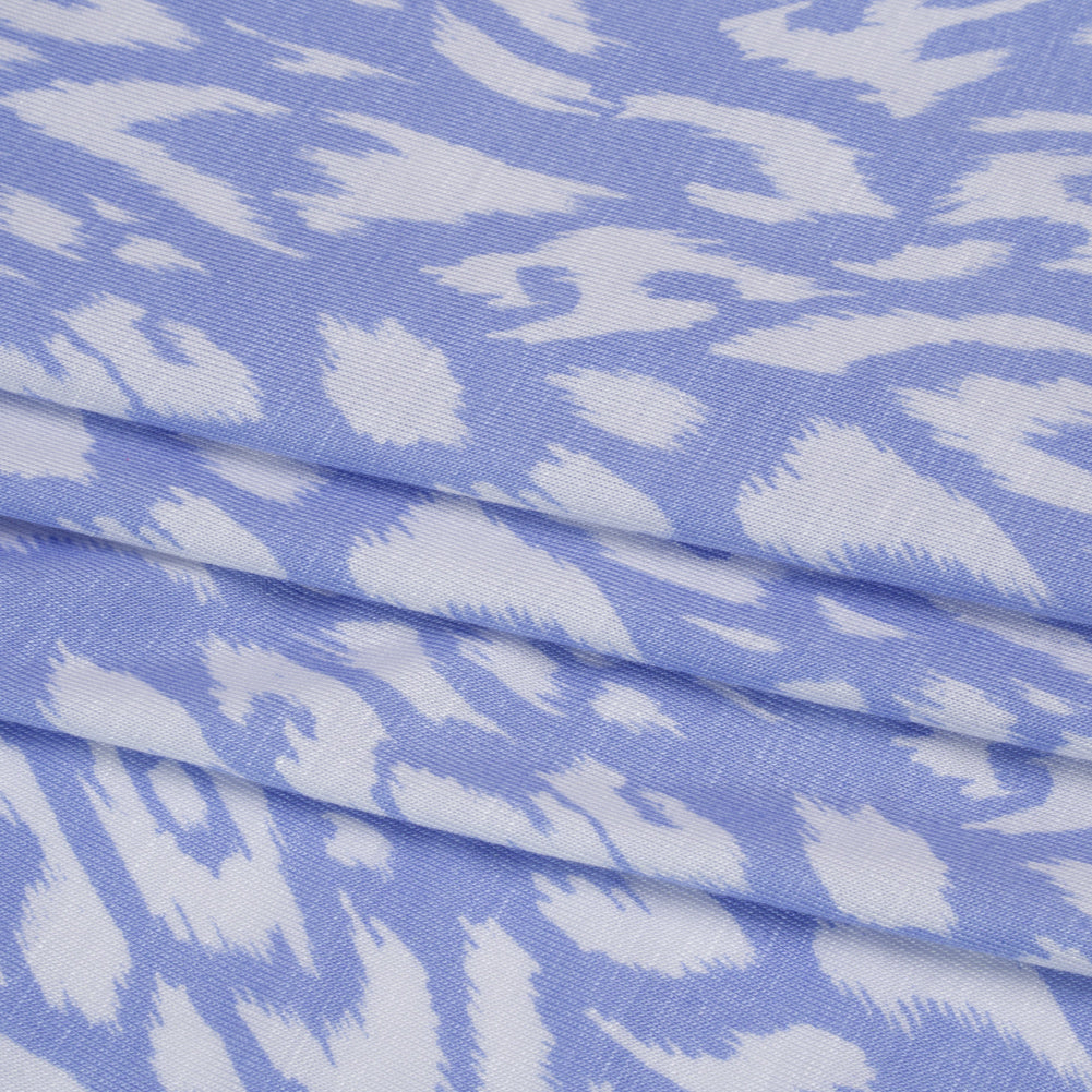 Stretch Rayon Jersey - Periwinkle and White Animal Spots - Deadstock - Folded Stretch Rayon Jersey - Periwinkle and White Animal Spots - Deadstock - Folded