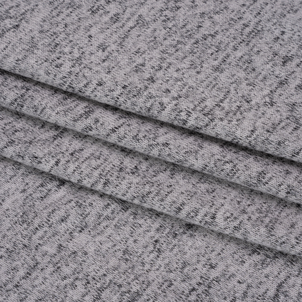 Stretch Rayon and Polyester Brushed Sweater Knit - Heathered Gray - Deadstock - Folded Stretch Rayon and Polyester Brushed Sweater Knit - Heathered Gray - Deadstock - Folded