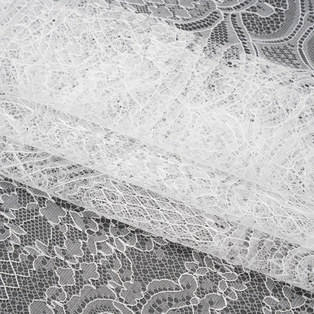 Chantilly Lace - White Floral and Scrollwork - Folded Chantilly Lace - White Floral and Scrollwork - Folded