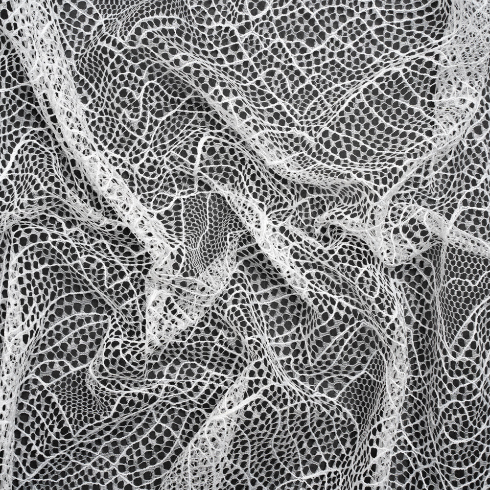 Re-Embroidered Lace - White Abstract Net Re-Embroidered Lace - White Abstract Net