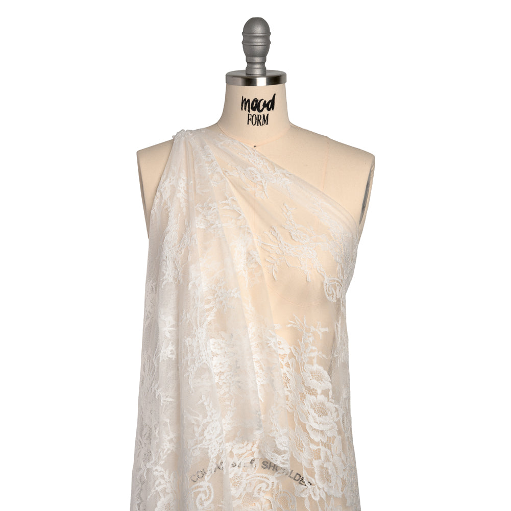Chantilly Lace - White Floral and Swirl Borders - Drape Chantilly Lace - White Floral and Swirl Borders - Drape