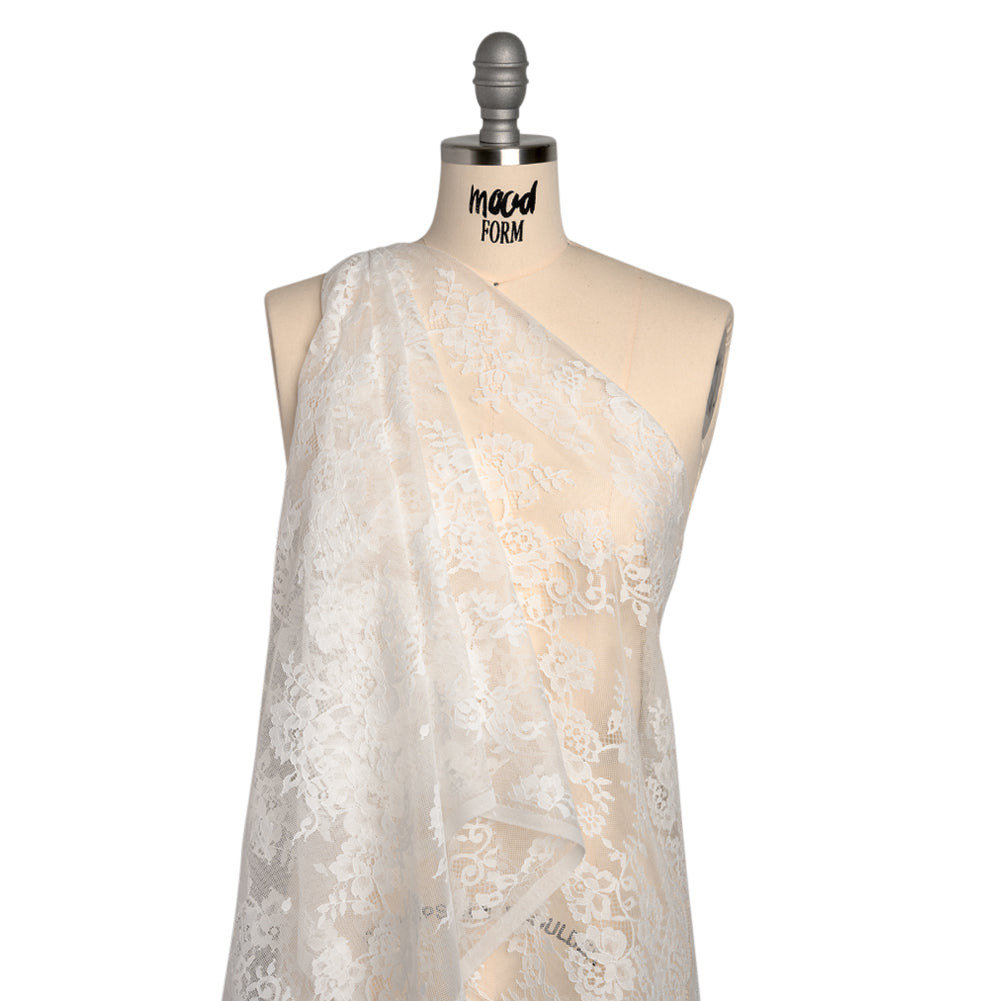 Re-Embroidered Lace - White Flowers and Leaves Re-Embroidered Lace - White Flowers and Leaves