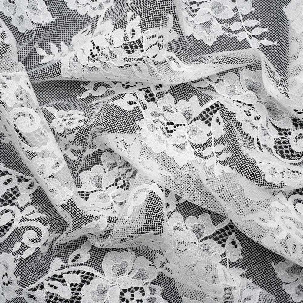 Re-Embroidered Lace - White Flowers and Leaves Re-Embroidered Lace - White Flowers and Leaves