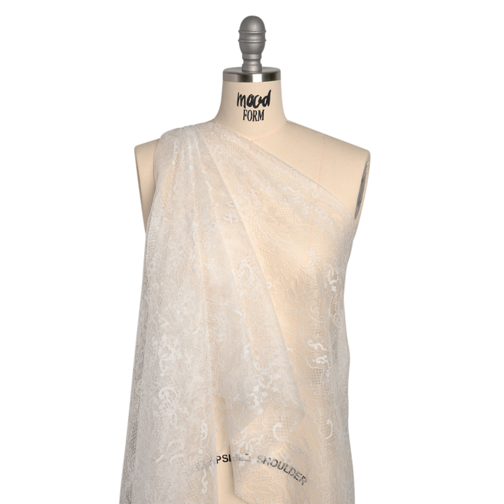 Chantilly Lace - White Overgrown Florals - Drape Chantilly Lace - White Overgrown Florals - Drape
