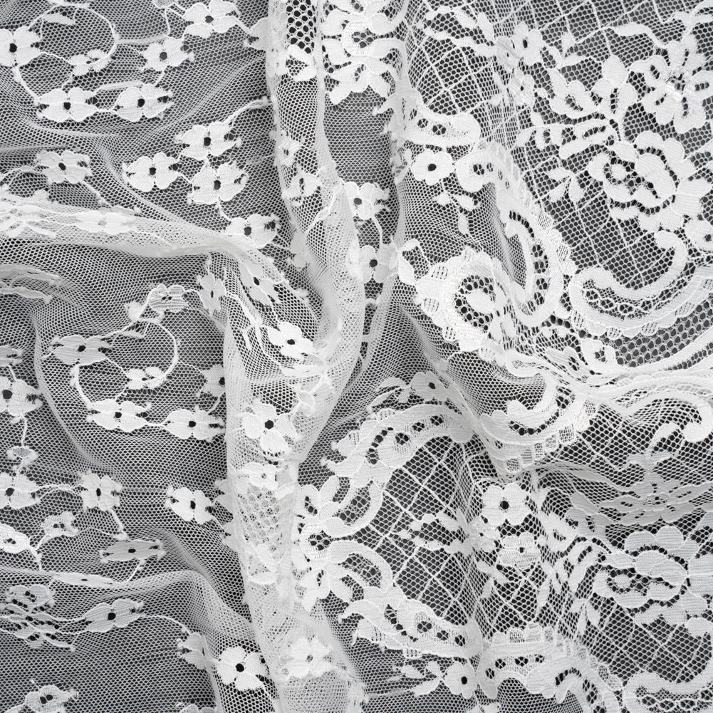 Chantilly Lace - White Ditsy Floral and Elegant Border Chantilly Lace - White Ditsy Floral and Elegant Border