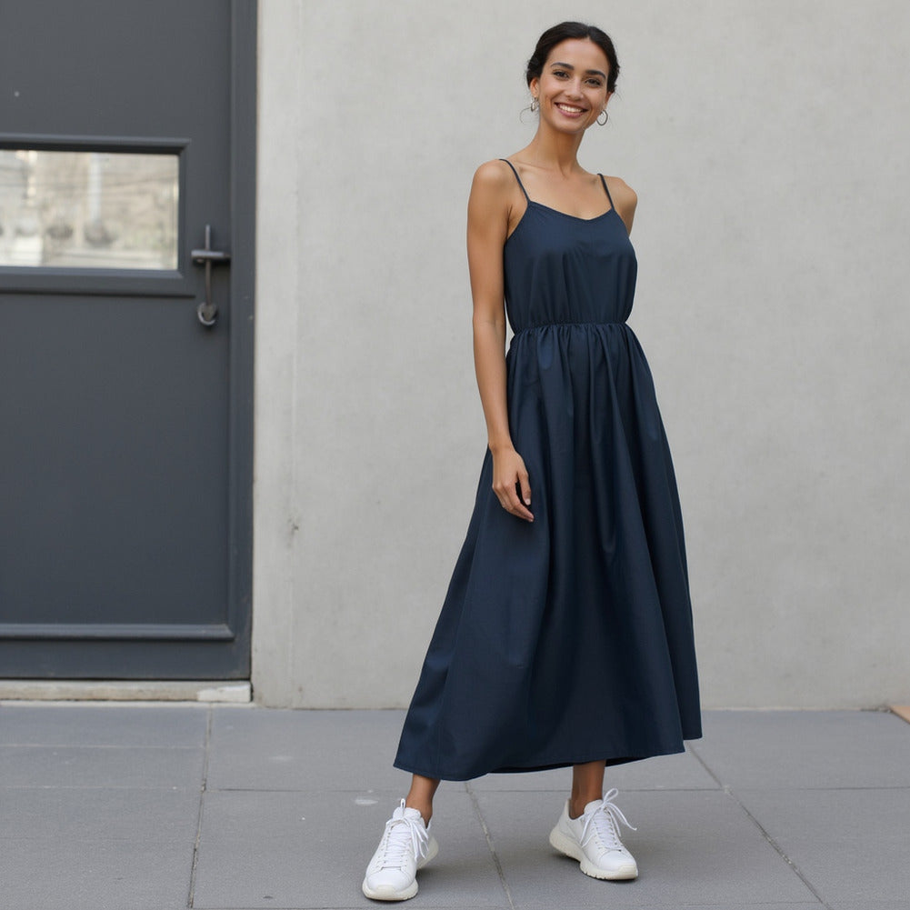 Stretch Cotton Poplin - Navy - Chancay Collection Stretch Cotton Poplin - Navy - Chancay Collection