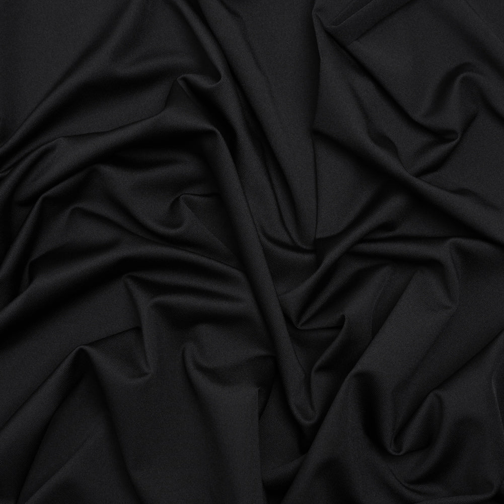 Stretch Recycled Polyester Jersey, Wicking with Odorless Finish - Black Stretch Recycled Polyester Jersey, Wicking with Odorless Finish - Black