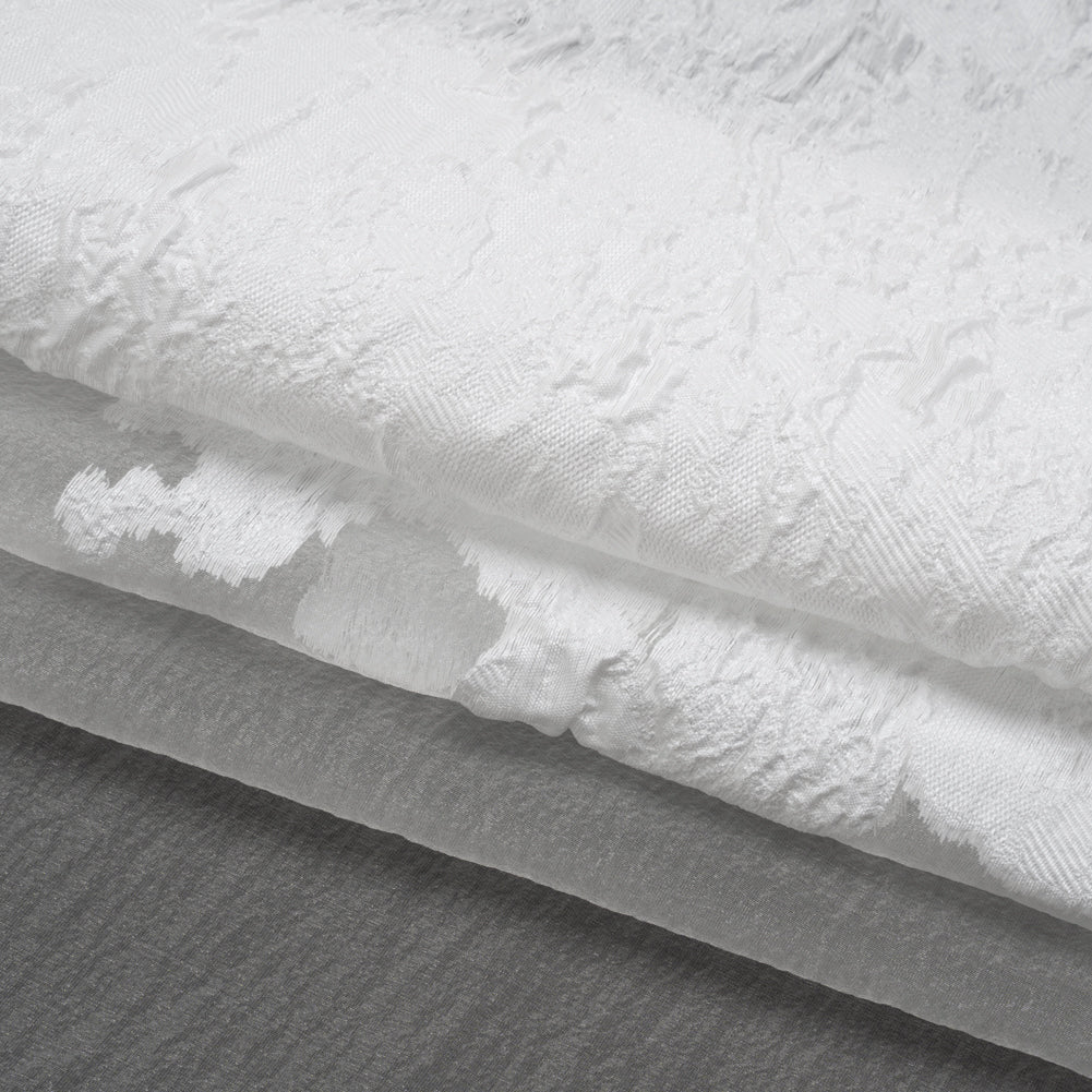 Metallic Burnout Luxury Brocade - White Abstract Crinkled Borders Metallic Burnout Luxury Brocade - White Abstract Crinkled Borders