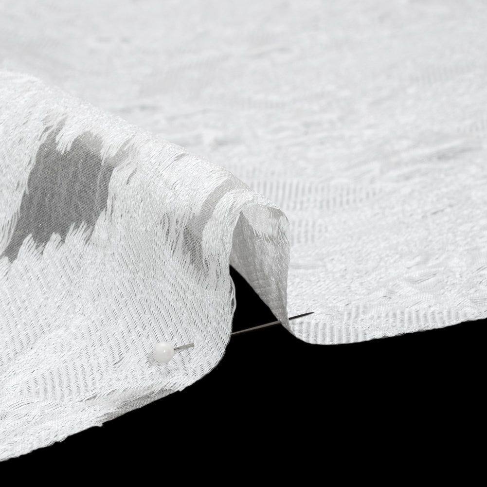 Metallic Burnout Luxury Brocade - White Abstract Crinkled Borders Metallic Burnout Luxury Brocade - White Abstract Crinkled Borders