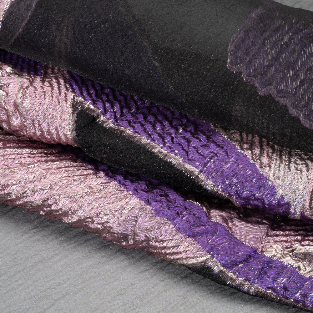 Metallic Luxury Burnout Brocade - Purple, Orchid Pink and Black Abstract Metallic Luxury Burnout Brocade - Purple, Orchid Pink and Black Abstract