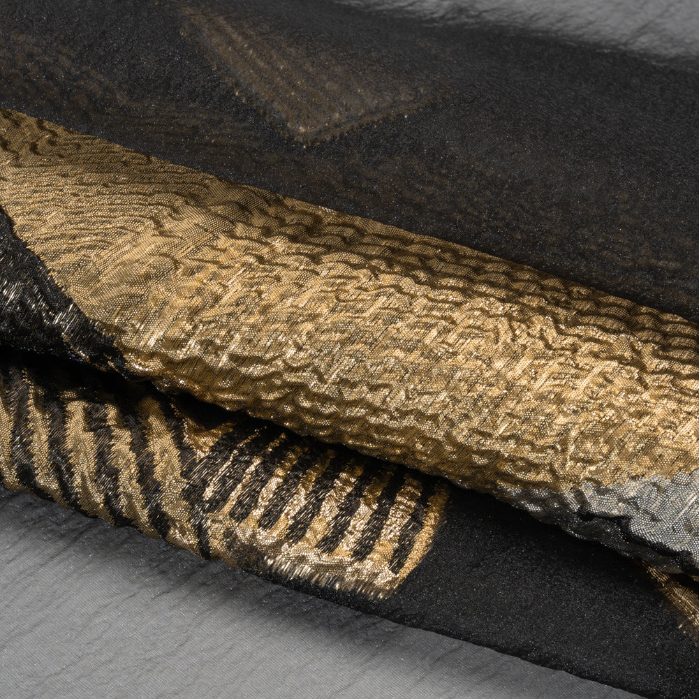Metallic Luxury Burnout Brocade - Black and Gold Abstract Metallic Luxury Burnout Brocade - Black and Gold Abstract