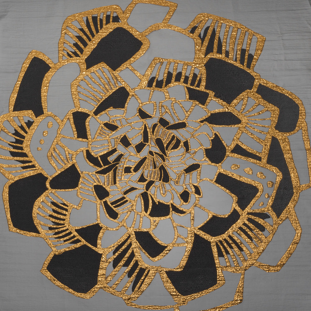 Metallic Luxury Burnout Brocade Panel - Black and Gold Floral Medallion Metallic Luxury Burnout Brocade Panel - Black and Gold Floral Medallion